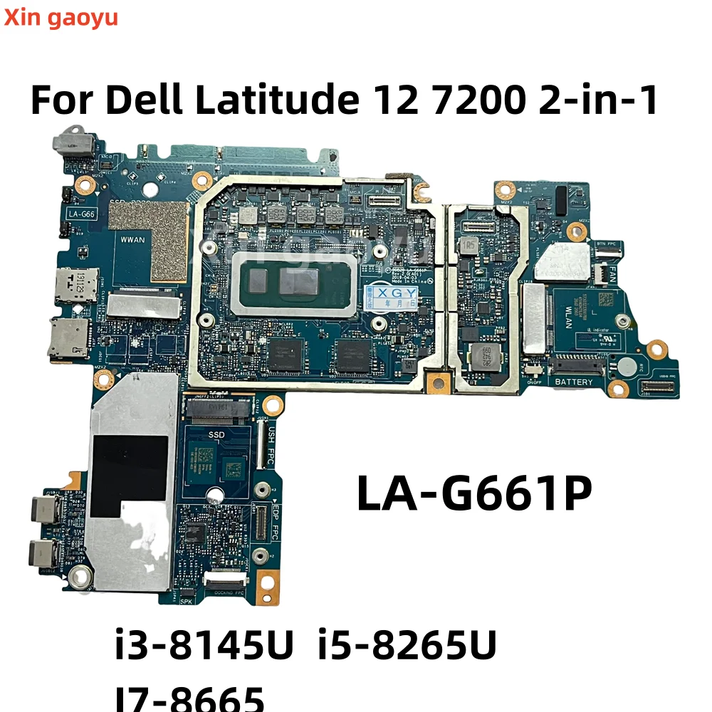 DDB20 LA-G661P For Dell Latitude 12 7200 2-in-1 Tablet Laptop Motherboard i3-8145U 4GB i5-8265U 8G I7-8665 16GB 0KW1CV 0692DM