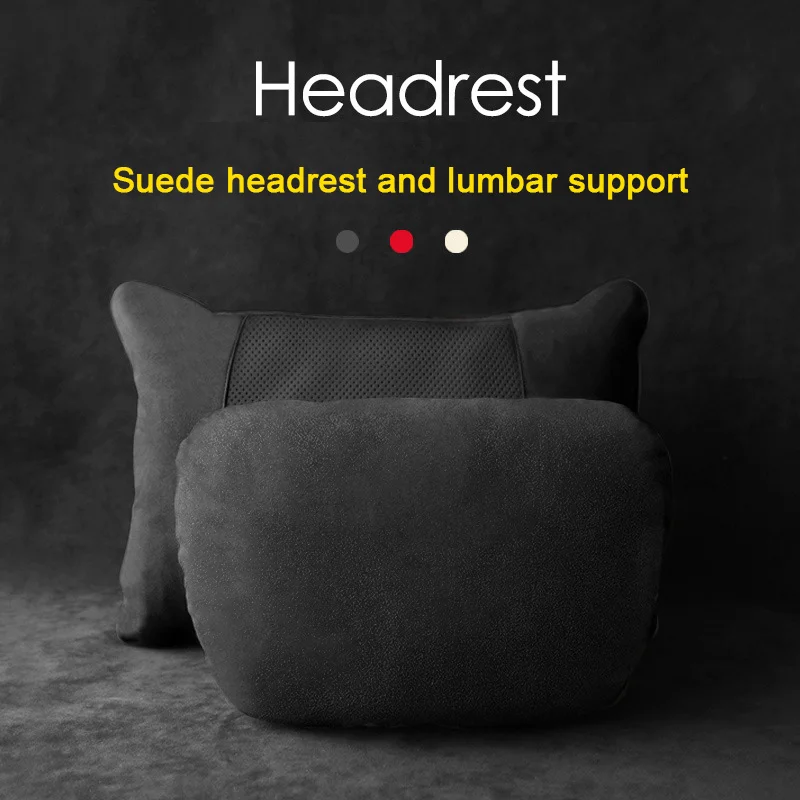 

For Mercedes Benz A B C E CLA GLA GLB GLC GLE GLS Class W177 W205 206 W213 C118 W167 Car Alcantara Fabric Headrest Lumbar Pillow
