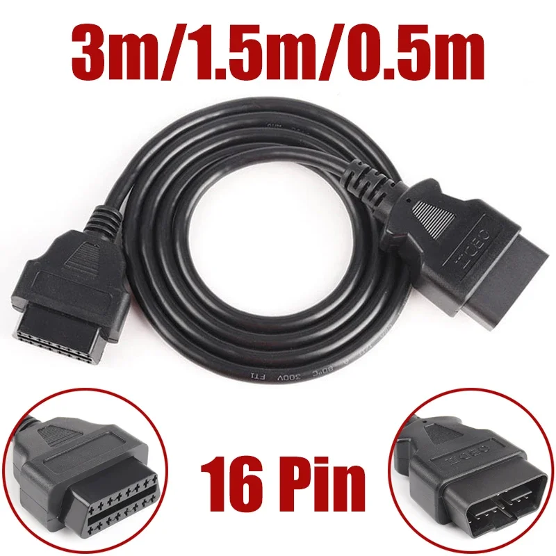 Car OBD Extension Cord Male To Female 16 Core Energized 16 Pin OBD2 ELM327  Diagnostic Tool Connector Scanner Adapter 3m 1.5m