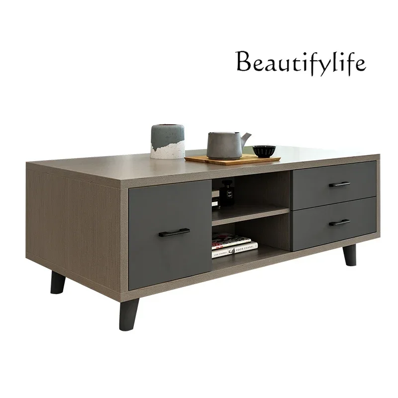 Nordic coffee table living room small apartment household simple modern solid wood foot floor cabinet designer style fashion