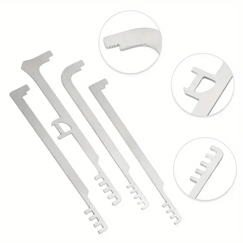 4pcs Stainless Steel Comb Tools Metal Teeth Lock Repair Set For Firefighting Durable Pocket Size Emergency Tools