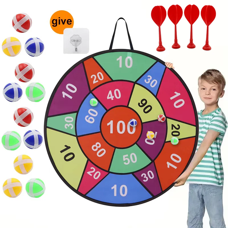 Sticky ball dart board -12 balls+4 darts, suitable for indoor and outdoor family games, children's birthday party gifts