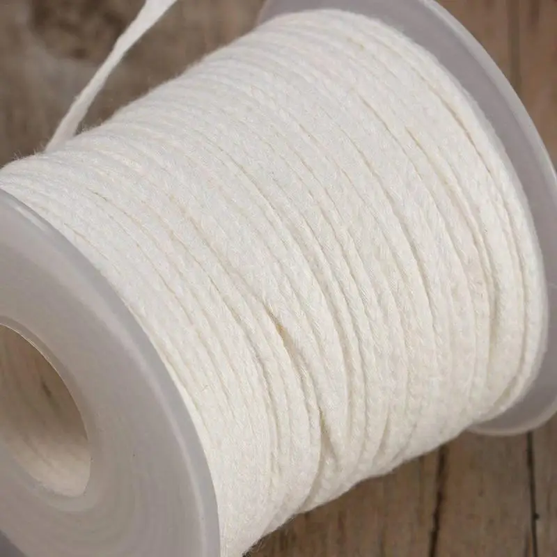 1 Roll 200 Feet 61M White Candle Wick Cotton Candle Woven Wick for Candle DIY and Candle Making Candle Making Supplies