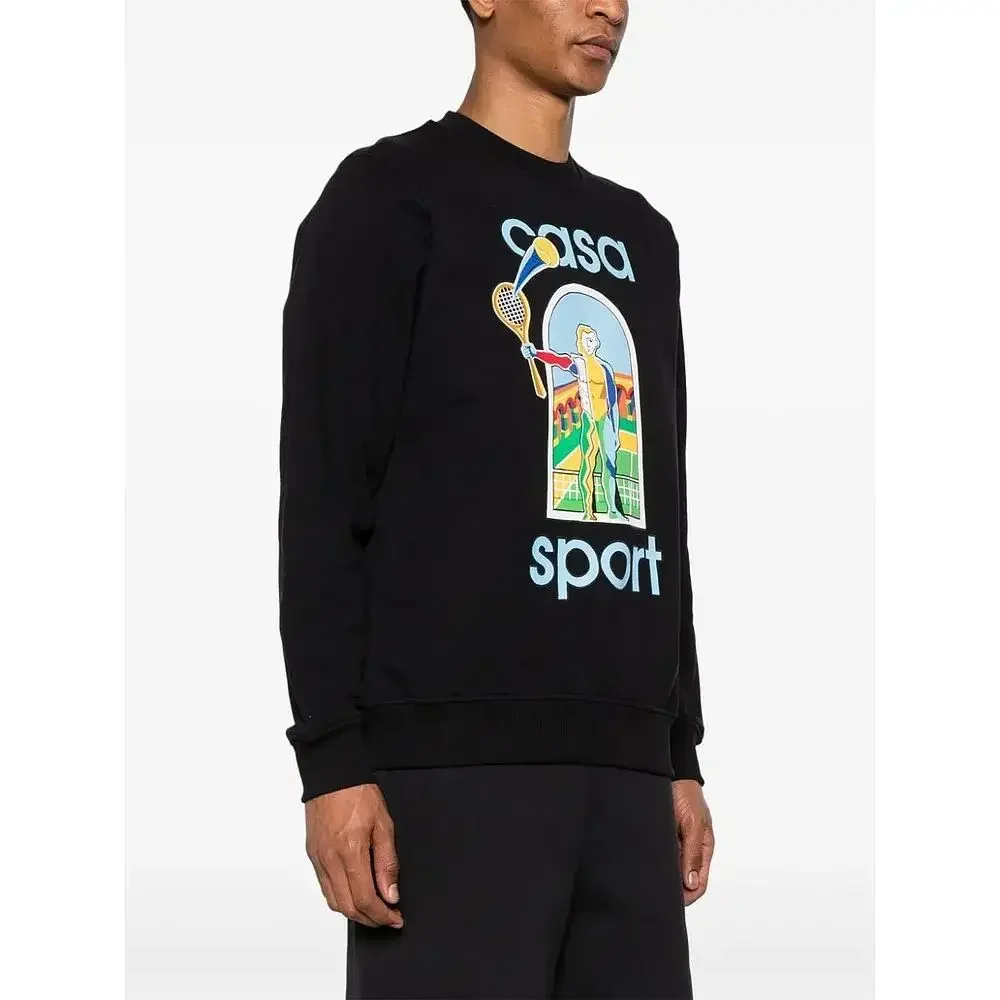 Moda na moda marca outono e inverno nova camisola casual impressão carta em torno do pescoço manga longa casal tendência pulôver