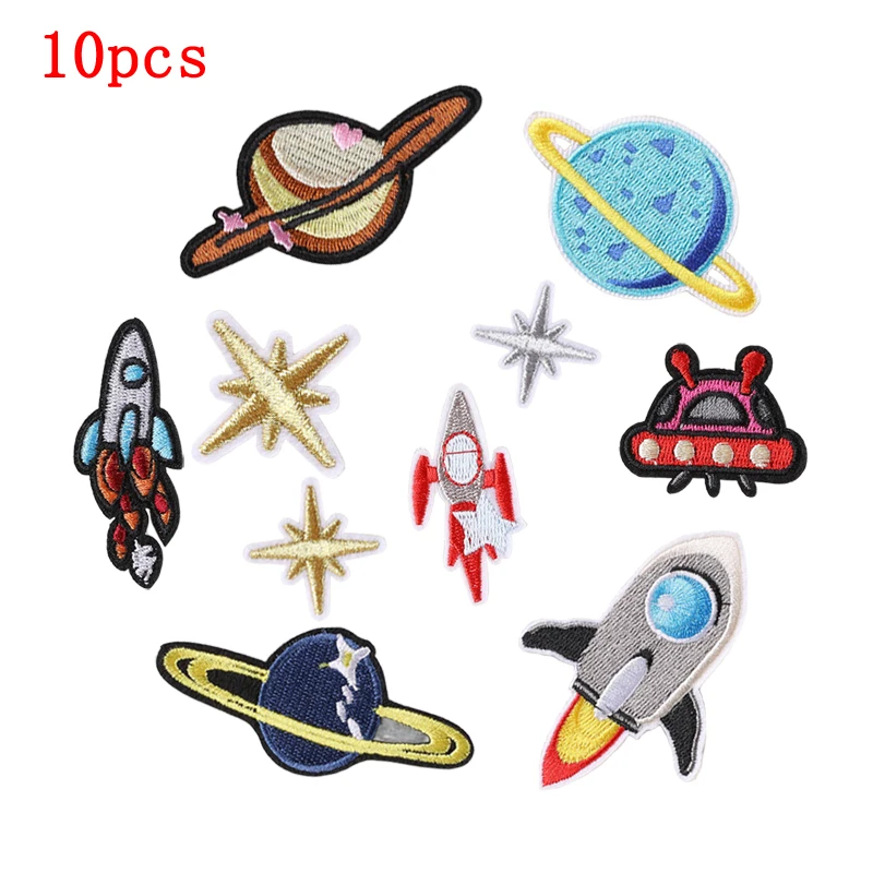 10/20 Stück Lot Patches für Kleidung Kinder Jungen Space Star Niedliche Eisen auf bestickte Nähen Designer kleine Bulk Anime Streifen Pack Mädchen – Detail 2
