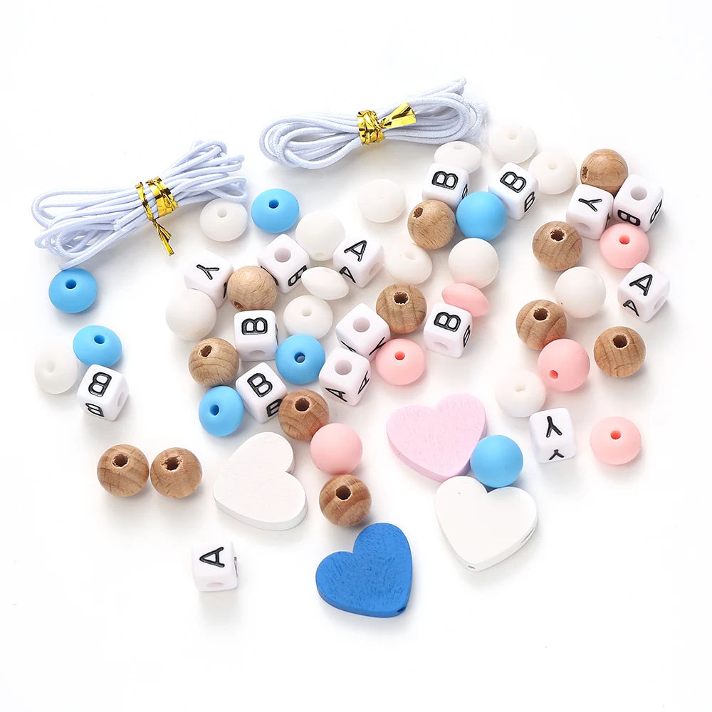 New Colored Heart Silicone Bead Letter Round Style Loose Bead For Jewelry Making DIY Bracelet Baby Teether Toy Chain Accessories