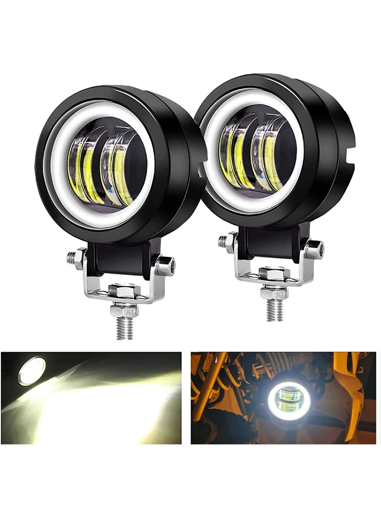 AliExpress NONE Waterproof 3 Inch Round Motorcycle Headlights White LED Angel Eyes Halo For ATV Pit Dirt Bike Electric Scooter E-Bike Fog Lights