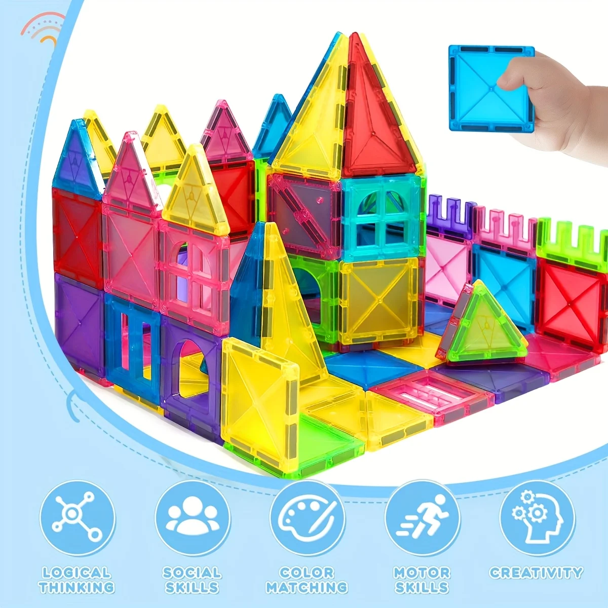 Jouets de construction magnétiques, blocs magnétiques, jouets d'empilage et de puzzle de taille moyenne, jouets magnétiques créatifs et animés