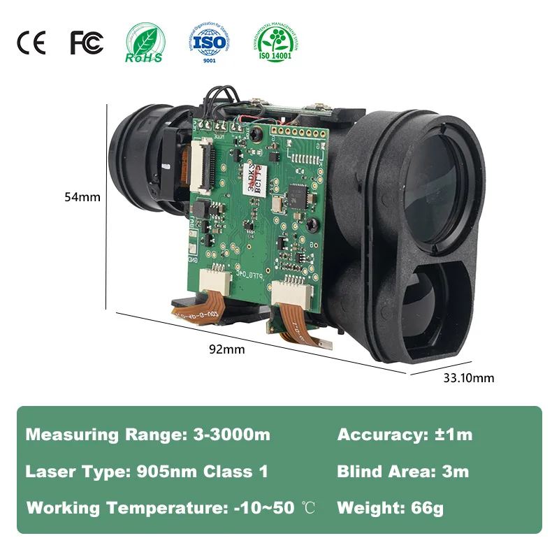 3000m Hunting Laser Range Finder Sensor Arduino ToF Laser Range Sensor Golf Laser Rangefinder Module