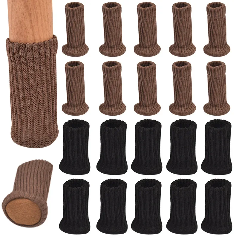 16 Pièces Chaussettes Tricotées pour Pieds de Chaise, Protections de Sol Antidérapantes et Silencieuses, Couvre-Pieds Épais pour Tables et Chaises