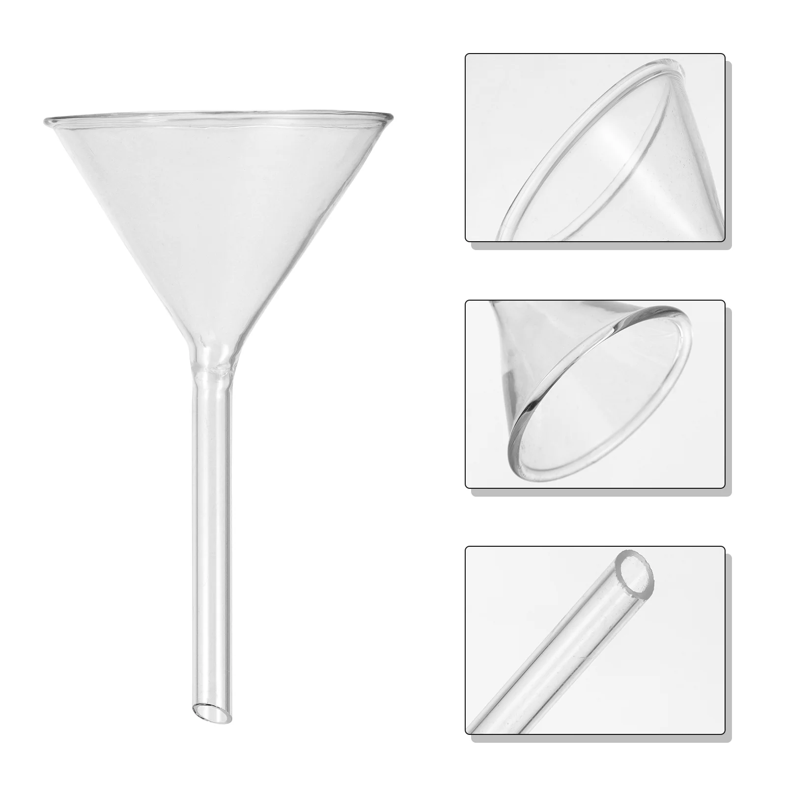 4 Pcs Funnel Long Stem Round Short Water Bottles Temperature Resistant Tool Glass Small