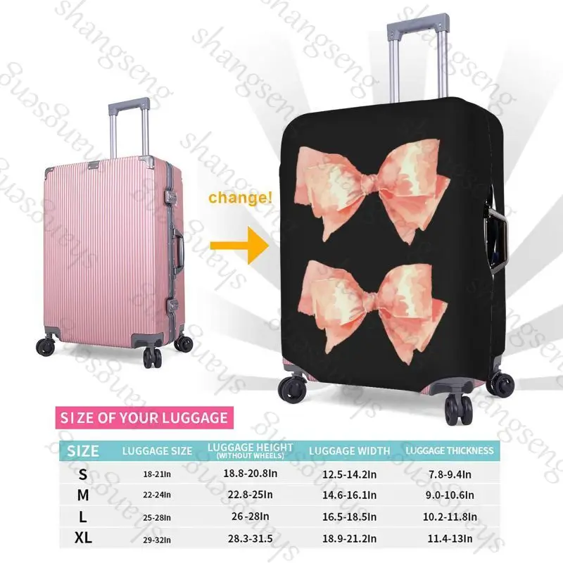 حقيبة واقية لحقيبة السفر مطبوعة على شكل فيونكة وردية، غطاء حقيبة، حماية مرنة، غطاء أمتعة قابل للغسل، 18-32 بوصة #4