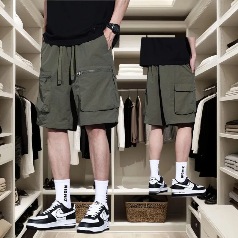

Военные зеленые шорты-карго из ледяного шелка, мужские летние тонкие новые модные брендовые повседневные шорты