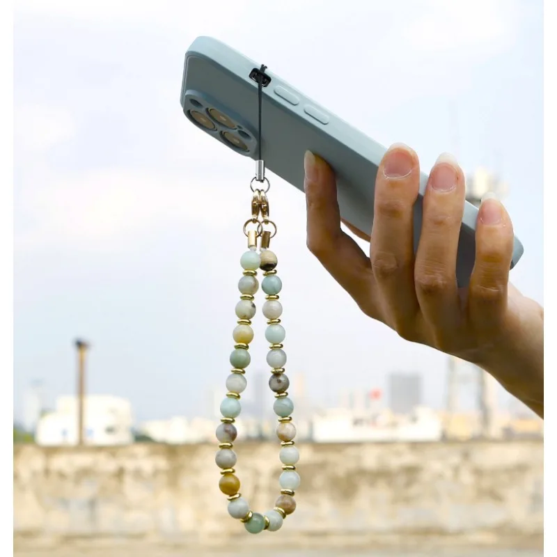 Neue Handy Lanyard Natürliche Zerkleinert Stein Handgemachte Perle Telefon Kette Für Auto Schlüsselanhänger Kamera Rucksäcke Telefon Anhänger Seil