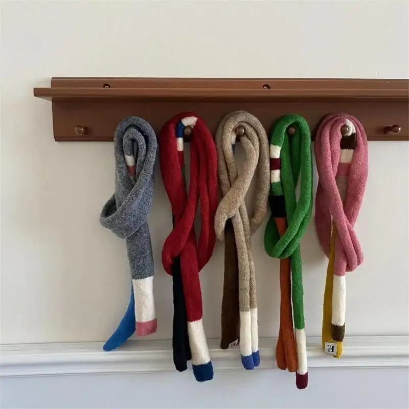 39BD Fashion Skinny Scarf Knitted Long Scarf Striped Shawl Scarf Eye Catching Scarves