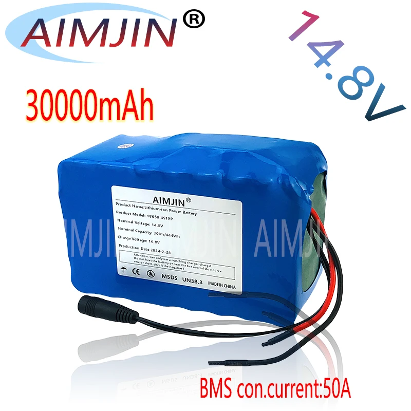 18650 4S10P 14.8V 30Ah 444Wh Lithium-ion Power Battery withBMS for Inverter Smart Robot High-power Equipment Etc