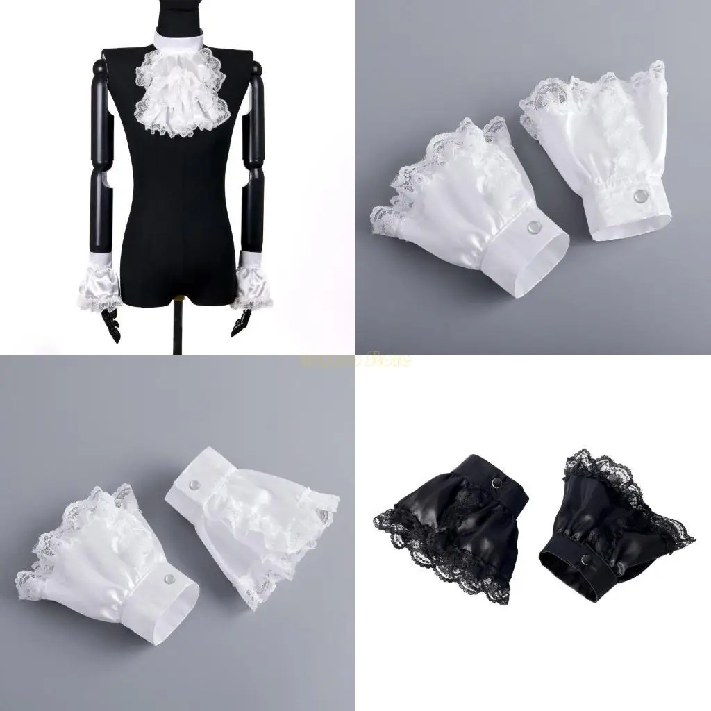 

Набор: фальшивые манжеты и воротник-жабо с рюшами и кружевом в колониальном стиле для тематических мероприятий