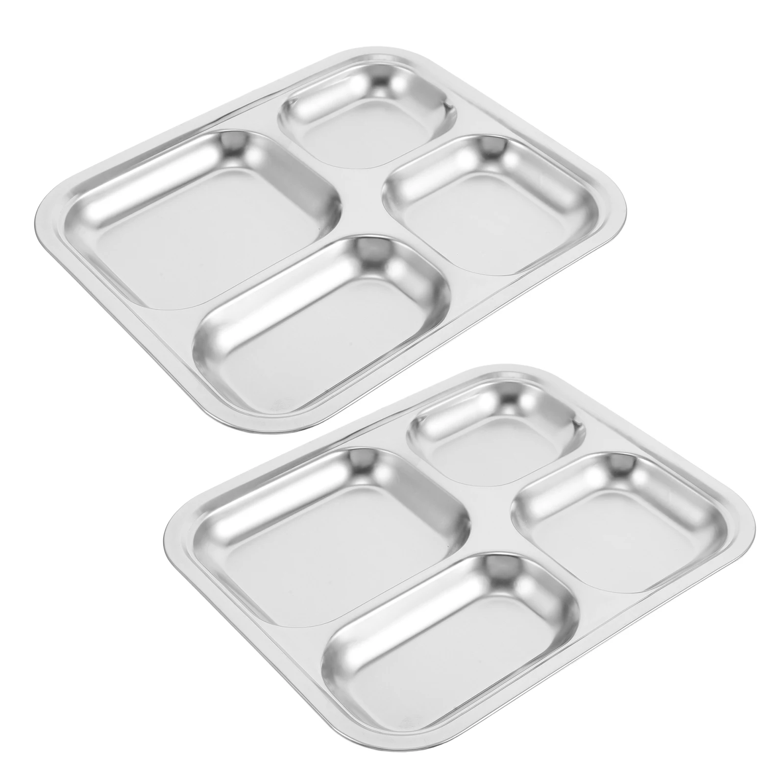 

2 Pcs Stainless Steel Dinner Plate 4 Sections Divided Platter Lightweight Child