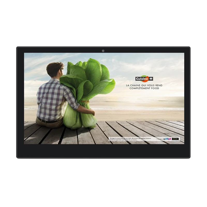 Android 10 OS 15.6 inch LCD digital signage advertising touch player wall mount poe rj45 panel