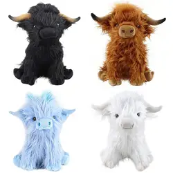 27cm Cute Highland Cow Plush Toys Stuffed Animal Toy Dolls Simulation Long Hair Cow Plush for Kids Birthday Gift Home Decoration