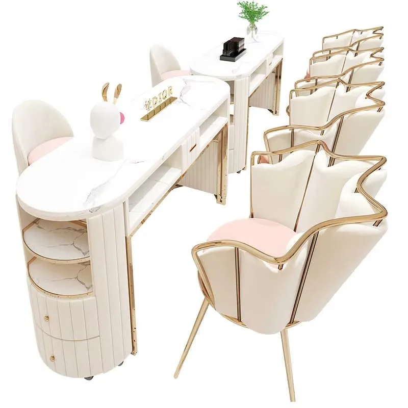 

JINCHENG New Style Double Manicure Table Beauty Salon Light Luxury Professional Manicure Table Nail Technician Nail Tables