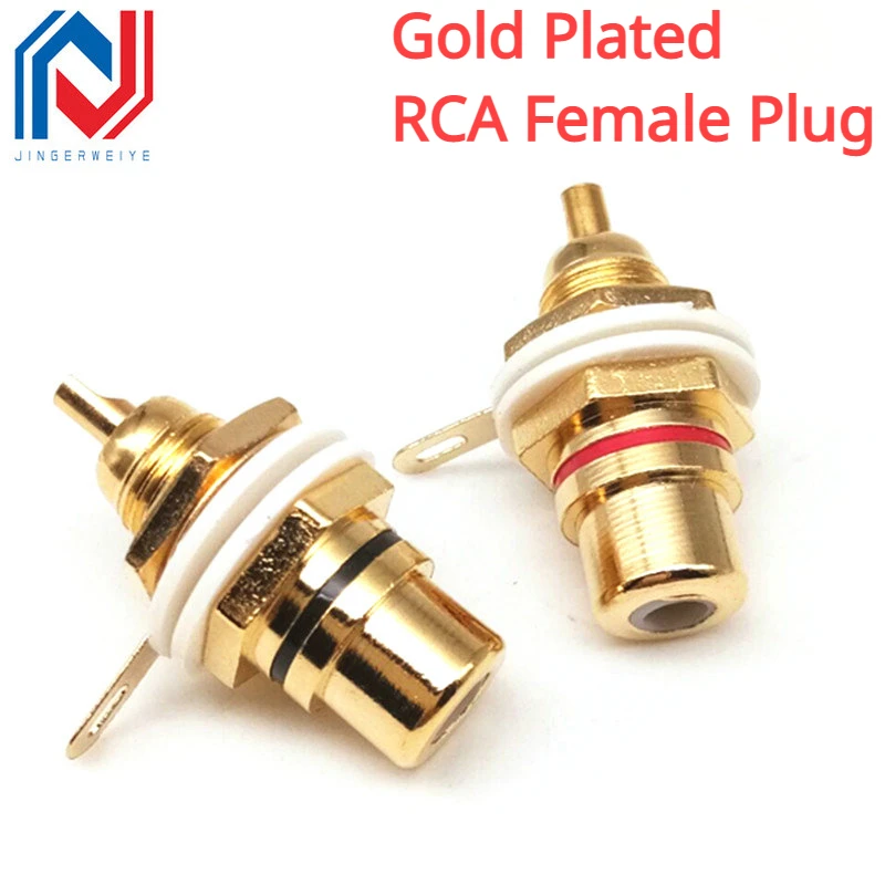 

10pcs/lot Panel Mount Gold Plated RCA Female Plug Jack Audio Socket Amplifier Chassis Phono Connector With Nut Solder Cup