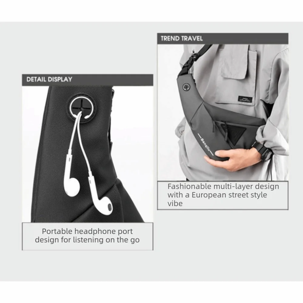 

Messenger Bag Large capacity Men Sling Bag Lightweight Waterproof Crossbody Bag Close-Fitting Anti-Theft Chest Bag Travel