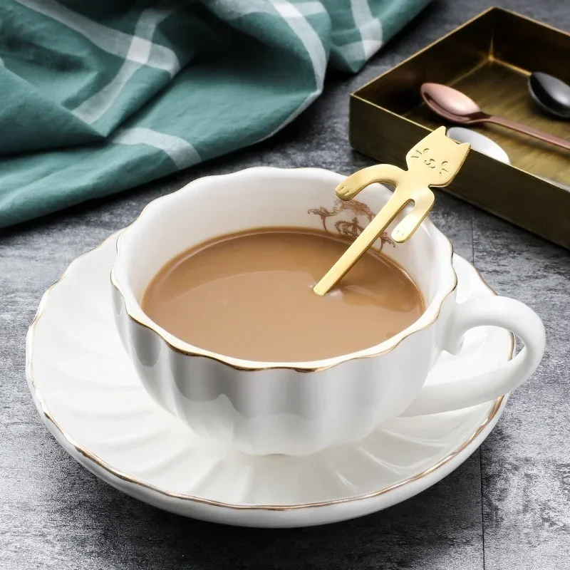 Stainless Steel Cat Shape Coffee Teaspoon Cute Mini Dessert Scoop Ice Cream Snack Spoon Tableware Kitchen Gadget Accessories