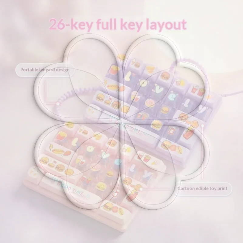 Creative 26 Key Keyboard Cartoon Food Keycap Button Stress Relief Pendant Student Bag Ornament Toy Gift