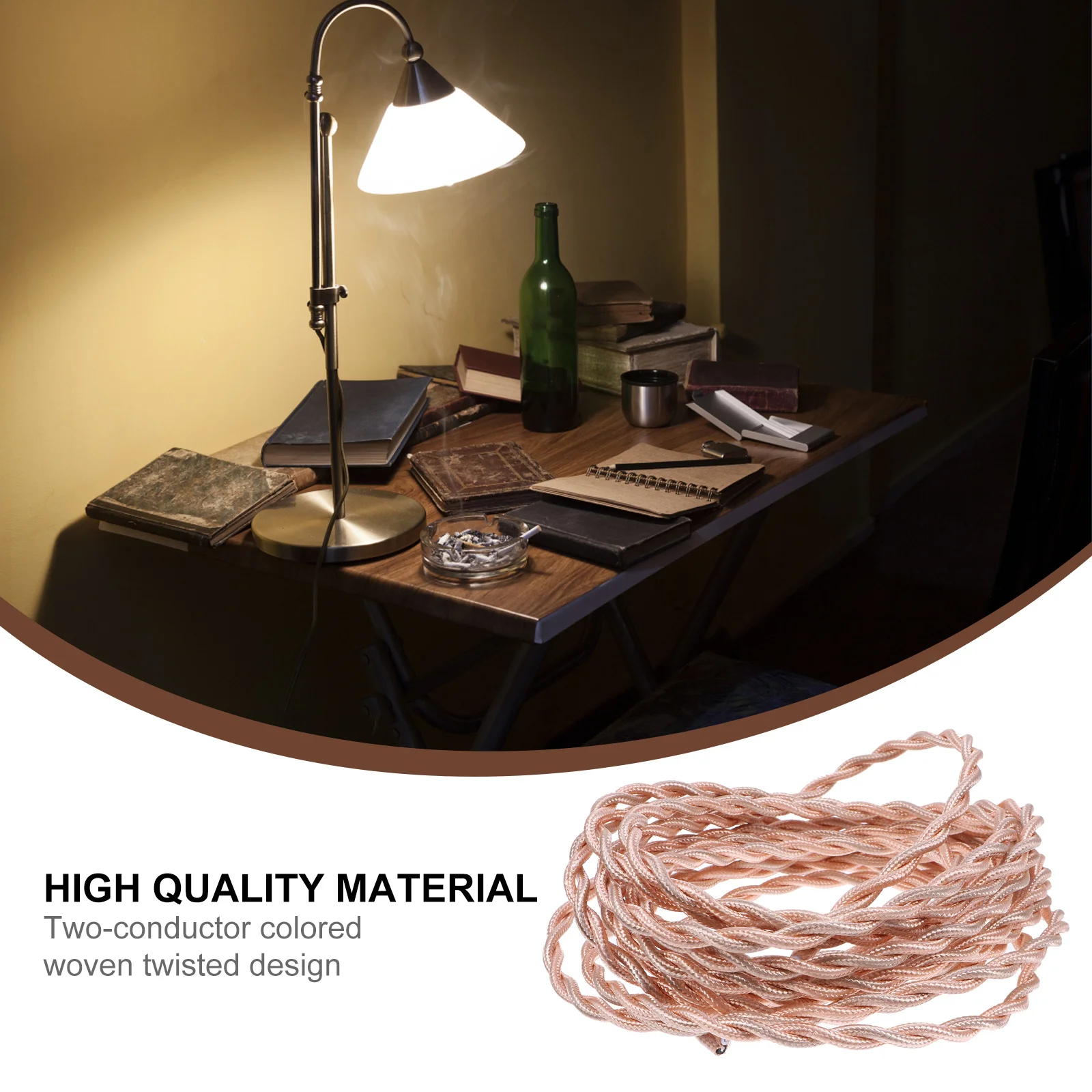 

1 Roll Fabric Cloth Covered Electrical Cord 5m Vintage Style Flexible Power Line Twisted Wire for Pendant Lighting DIY