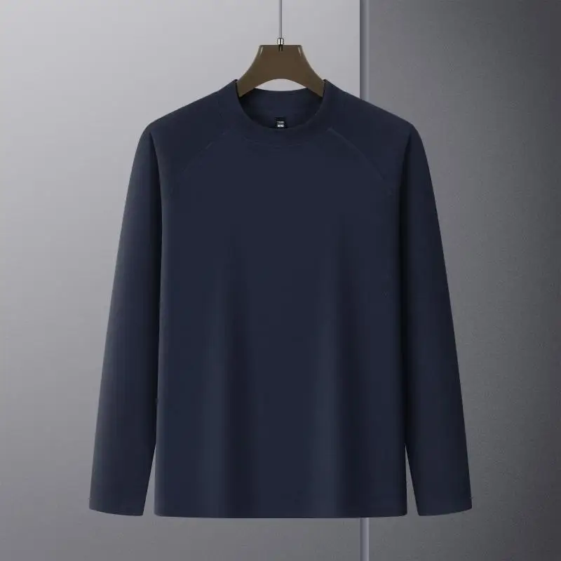 Men T Shirt 2026 New Double‑Sided Cationic Brushed Fleece Long Sleeve Sweatshirt Round Neck Comfort Breathable  Men Winter Tops