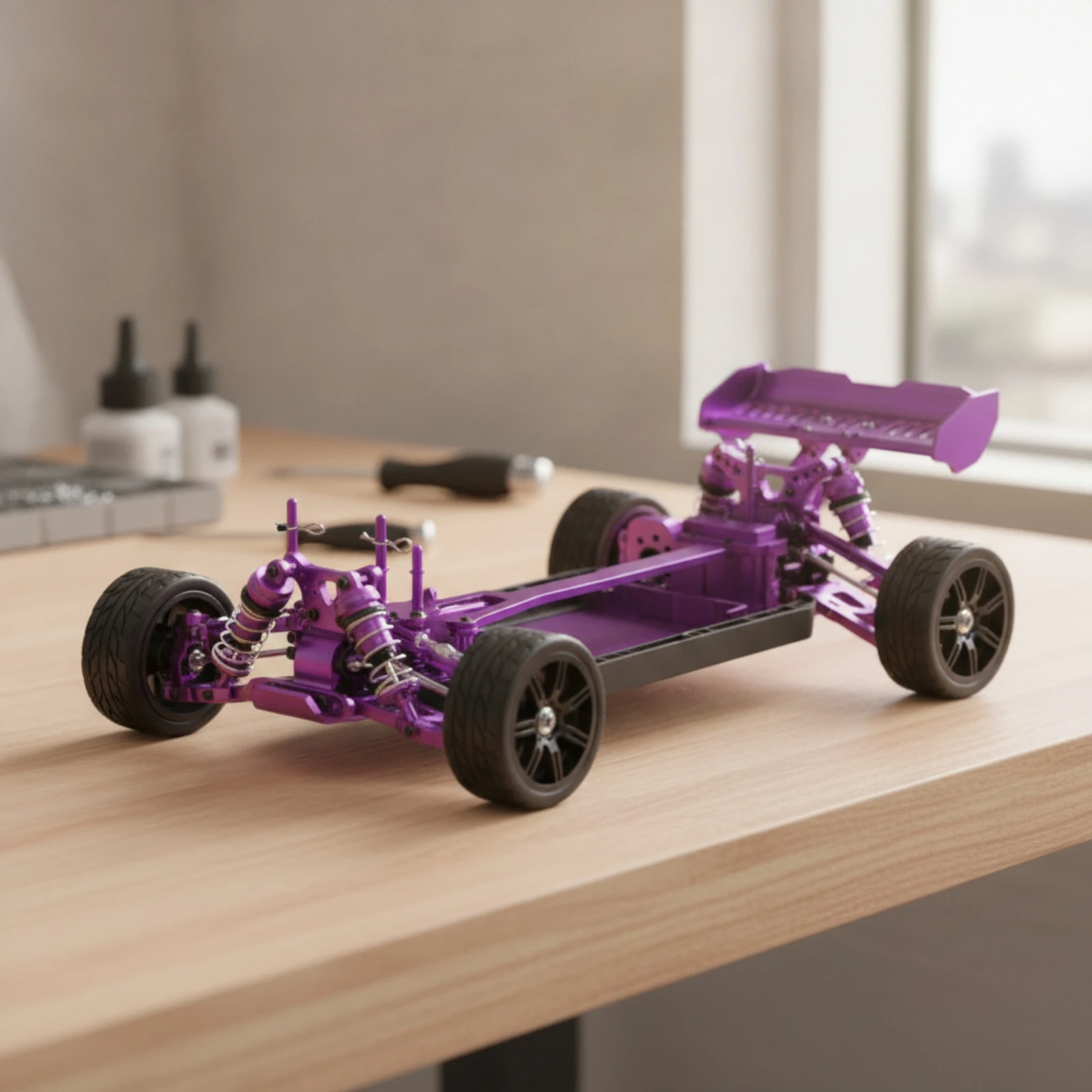 RC Car Chassis Frame Assembly Hobby-Grade Metal RC Chassis with Shock Absorber System Upgraded Long-Lasting for Hobbyists