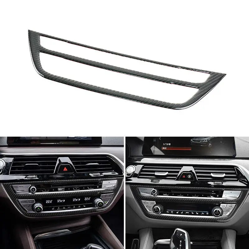 

Для BMW 5 серии G30 2018 2019 2020 2021 2022 Автомобильные аксессуары из мягкого углеродного волокна Центральная панель управления AC CD Регулировка декоративной рамки