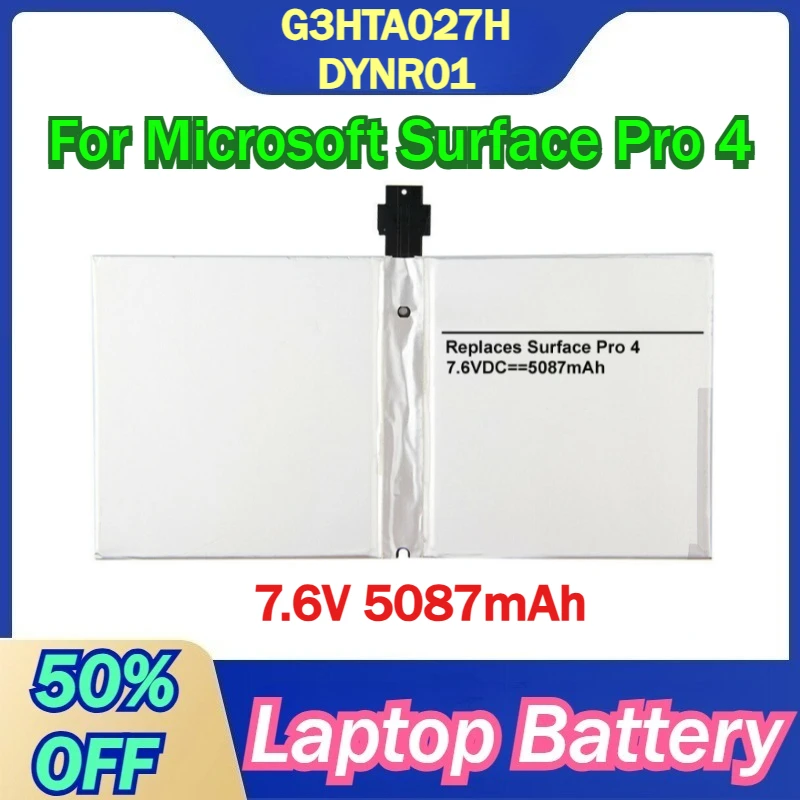 

G3HTA027H DYNR01 7.6V 5087mAh Replacement Laptop Li-Polymer Battery for Microsoft Surface Pro 4 Batteries