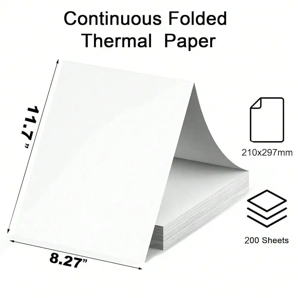 240 sheets of thermal paper, 8.5 x 11 inches (white letter-size), suitable for portable printers; compatible with thermal printers such as the A285M, PD-A4, M08F-Letter, and D810, as well as portable wireless printers—convenient for travel