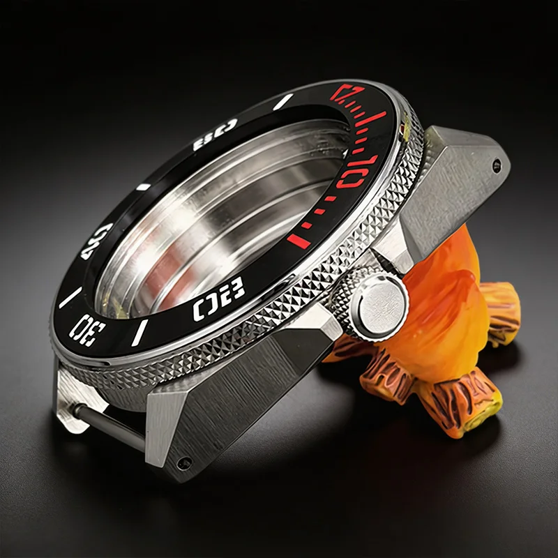 44MM Silver NH35 Case King Samurai Case Fits 4R 7S26 NH35 NH36 Movement 28.5MM Dial Transparent Back King Samurai Case Replace