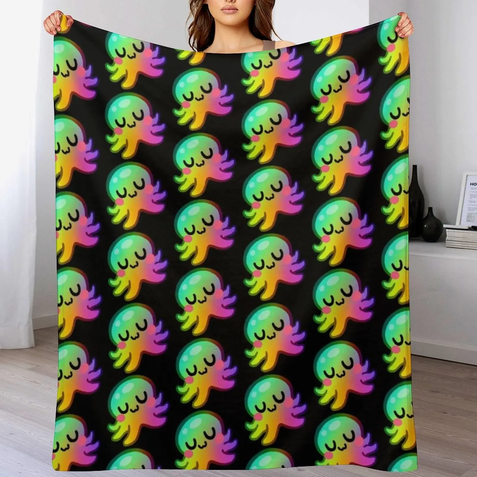 Rainbow Kraken UwU Throw Blanket Decorative Sofas warm winter Personalized Gift Bed linens Blankets