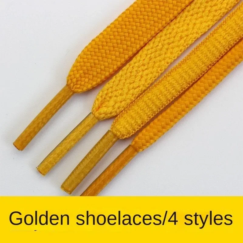 Golden Yellow Oblate Shoelace Oval The Lakers Purple Yellow Canvas Shoes Sports Casual Basketball Shoelaces