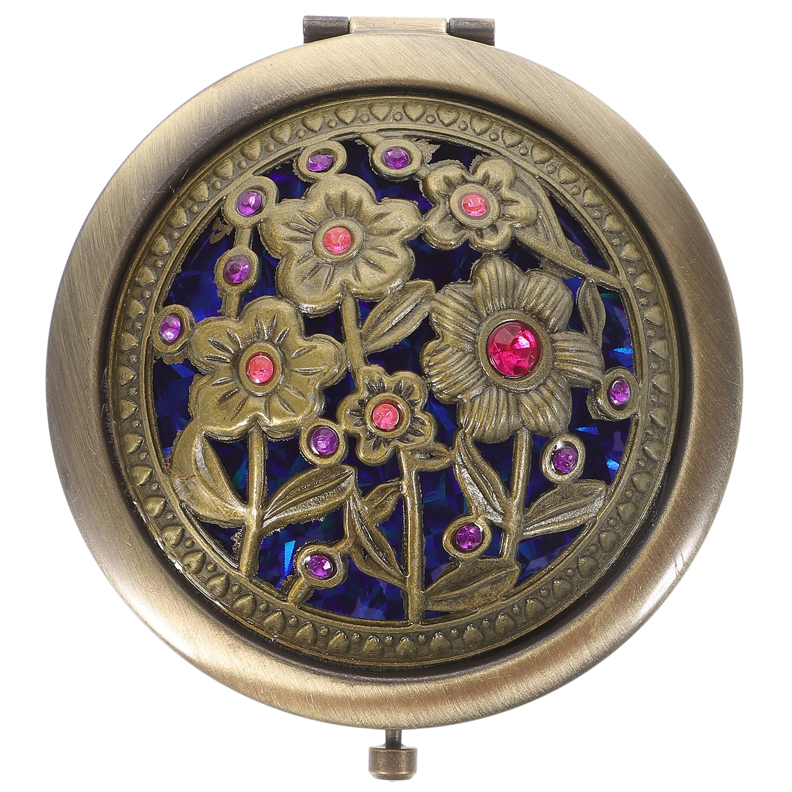 Miroir de maquillage pliant Portable de 7Cm, 1 pièce, avec motif Floral, miroir Double face pour sac à main de poche de voyage