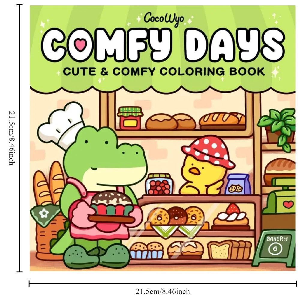 Comfy Days: Coloring Book for Adults and Teens Featuring Super Cute Animal Characters in Cozy Hygge Moments for Relaxation Paper