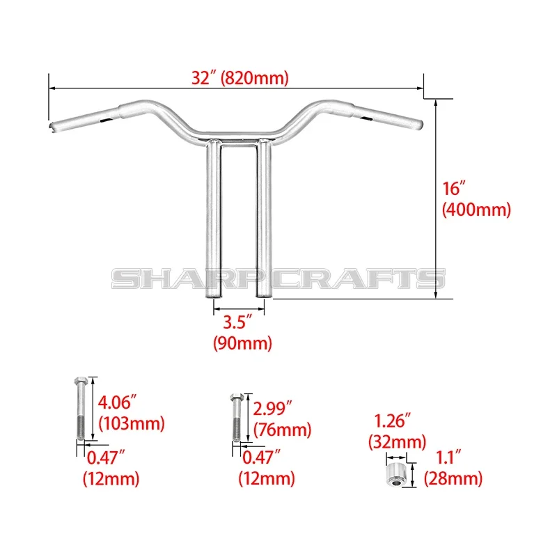 Kit Rehaussement Réservoir Moto 28 Mm – Compatible Harley Sportster 883/1200, Softail, Dyna Street Bob, Fat Bob, Super Glide