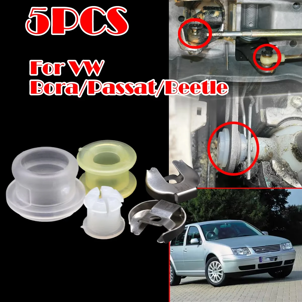 

5 шт. MT комплект для ремонта коробки передач, концевая втулка троса переключения передач для VW Bora 1997-2006 Passat 2005-2015 Beetle Selector Lever Trambulator