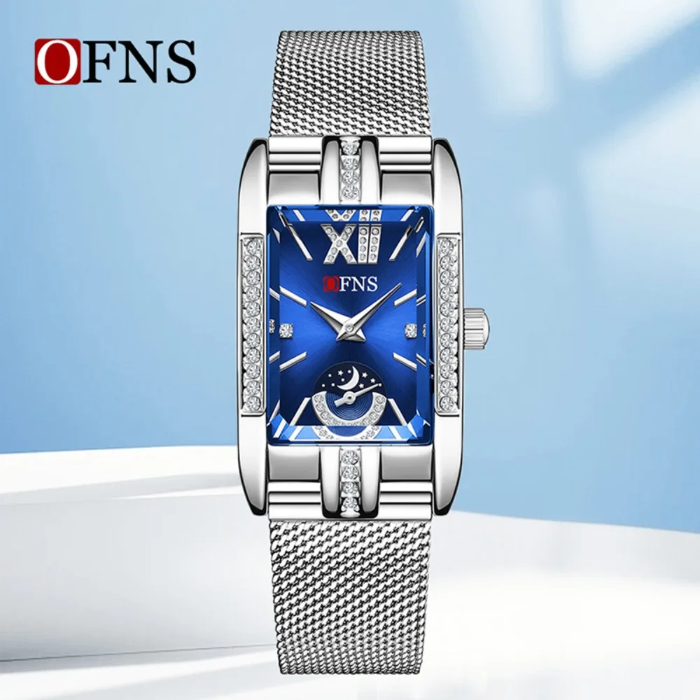 OFNS 1633 Fashion Luxury Mesh Belt Quartz Women's Watch Diamond Waterproof Exquisite Watches for Women Relojes Para Damas Часы