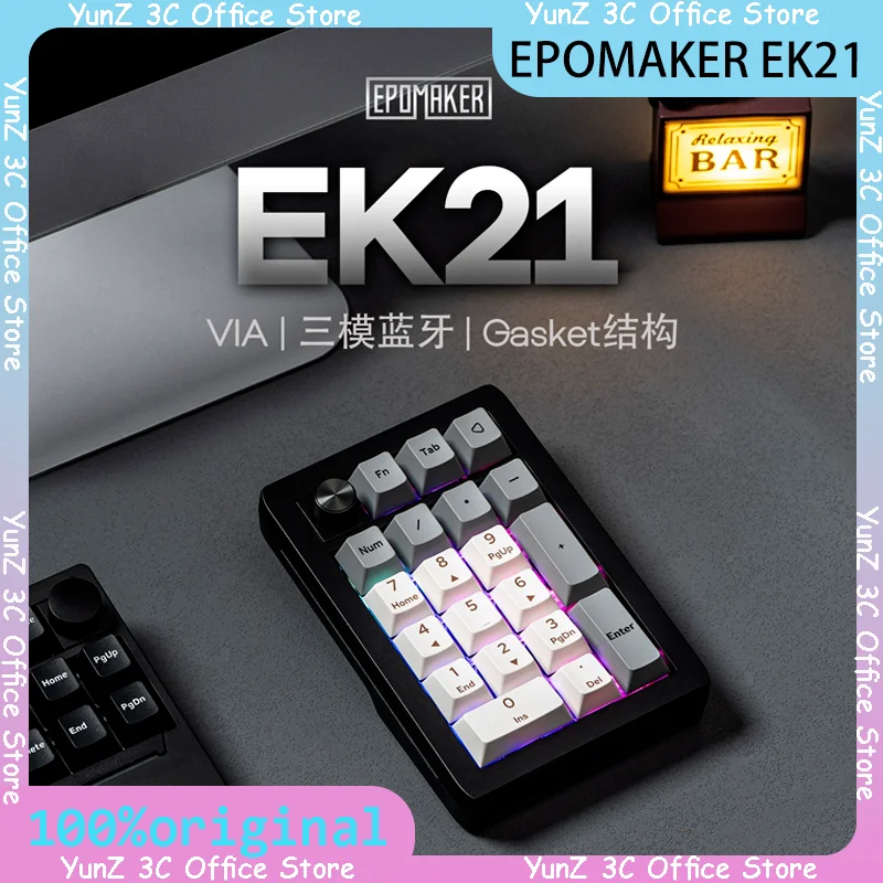 

EPOMAKER EK21 Беспроводная цифровая клавиатура с индивидуальной прокладкой, горячая вилка, тройной режим для киберспорта, игр и офисного использования