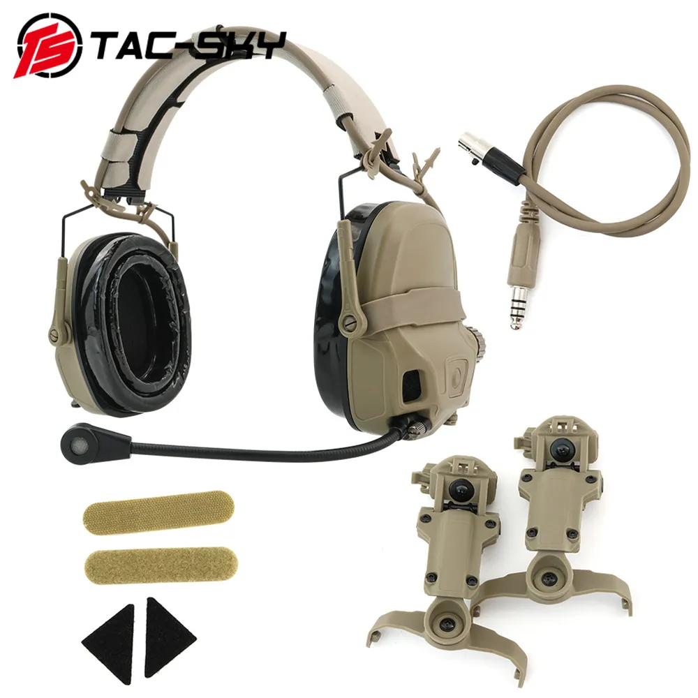 

TS TAC-SKY AMP Tactical Communication Headset with ARC Track Helmet Adapter Compatible with Z TAC/Z-Tactical Civil Version PTT