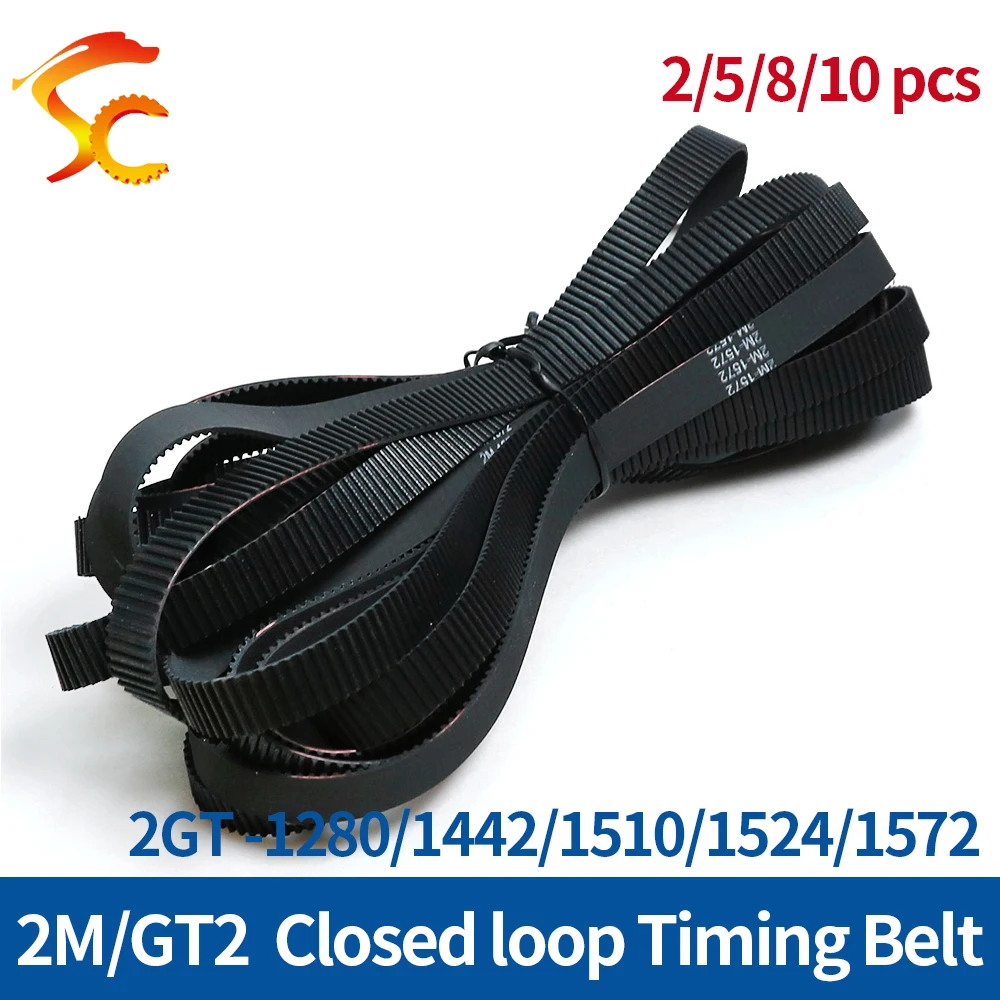 GT2 Rubber Timing Belt 1280/1442/1510/1524/1572 Width 6/9/10/15mm 2M Closed Loop Synchronous Belts