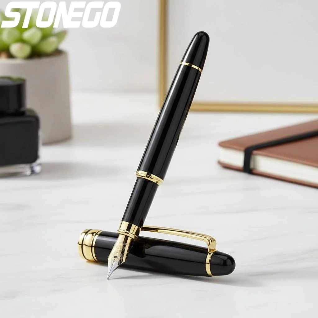 

Classic Metal Black Fountain Pen Calligraphy Pen Converter for Writing Drawing Sketching Business Gift Office Supply Ink Pen Set