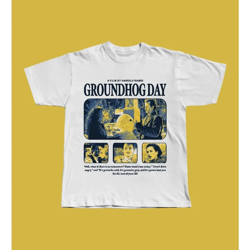 Groundhog Day T-Shirt, Bill Murray 1993 Comedy, Romantic Time Loop, Summer Men's and Women's Loose and Breathable T-shirt Top