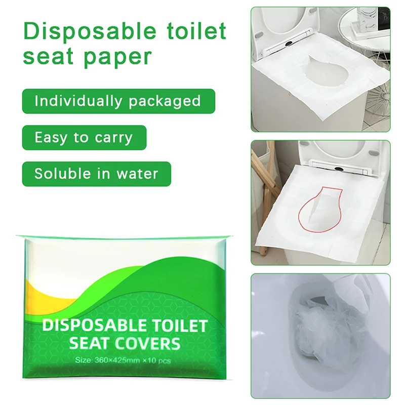 10pcs Disposable Toilet Seat Cover Wood Pulp Paper Toilets Mat Portable Travel Hotel Safety Toilet Pads Bathroom Accessiories