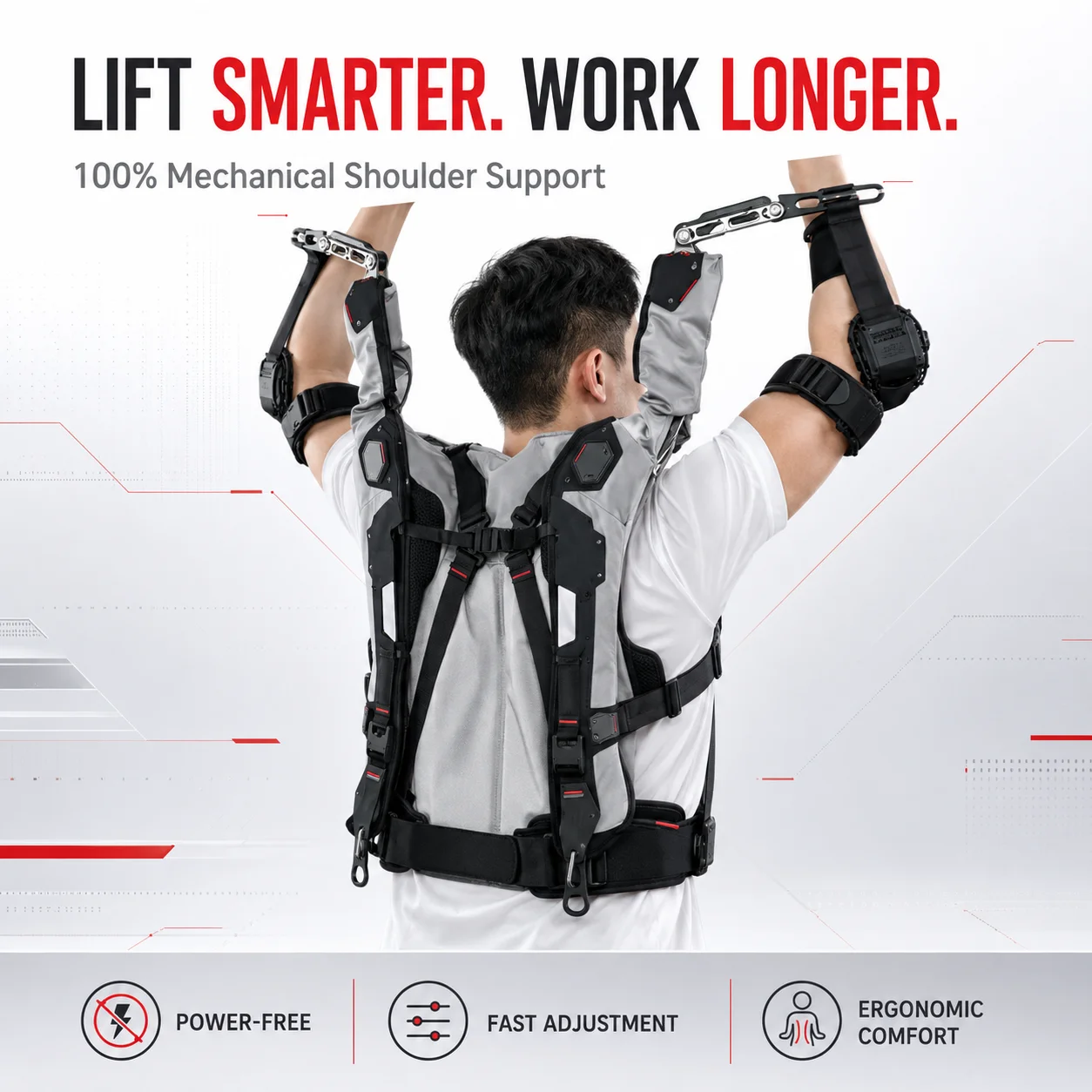 Ergonomic Passive Arm-Lift Assist Exoskeleton For Repetitive Overhead Tasks & High-Frequency Reaching Workstations